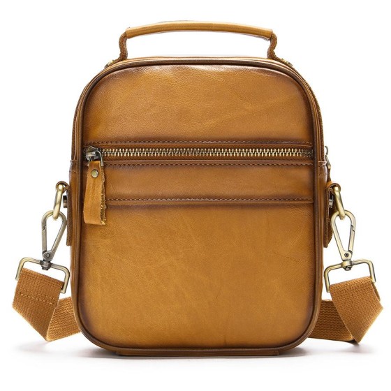 Casual crossbody bag, men's cowhide shoulder bag, genuine leather men's head cover layer, cowhide vertical style, single shoulder crossbody bag, trendy