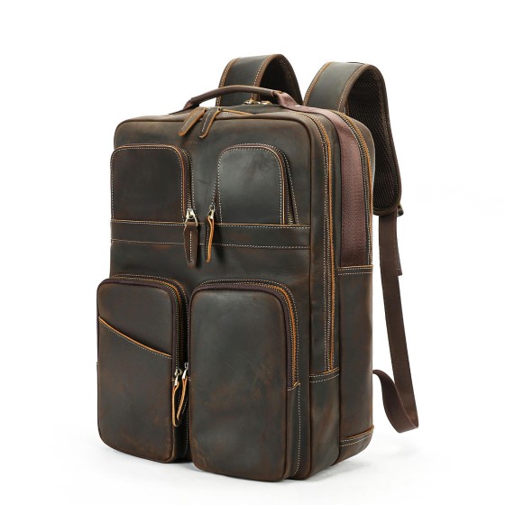 Crazy Horse Leather Men's Backpack Premium Outdoor Travel Backpack Men's Genuine Leather Backpack